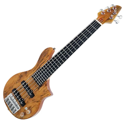 5-String Bass with a Spalted Maple Top, Mahogany back and sides, Natural Finish