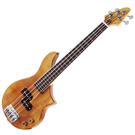 4-string Fretless Bass with a Spalted Maple Top, Mahogany Back and Sides, Natural Finish